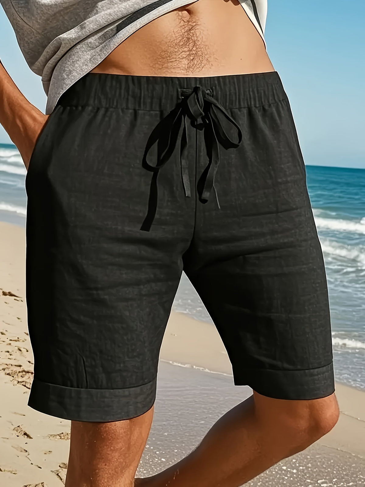 LEINEN STRANDSHORTS FÜR HERREN