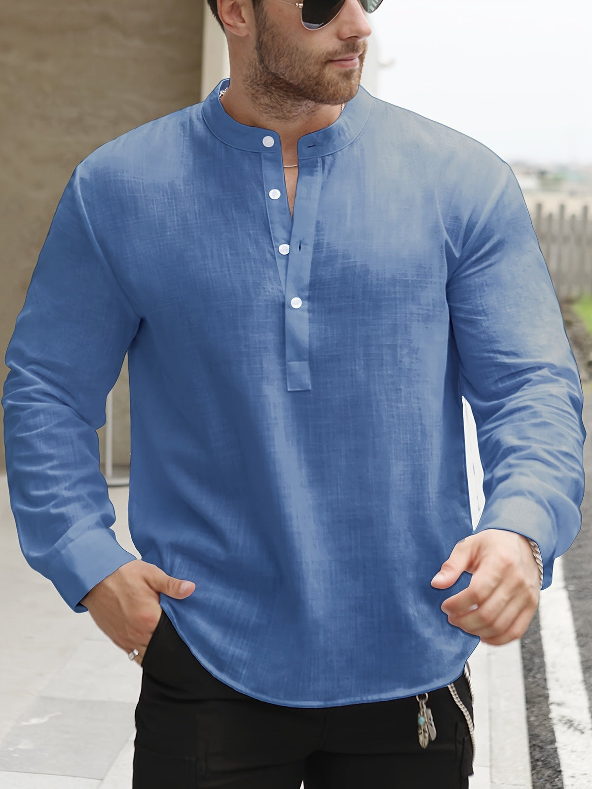 BOAT NECK COTTON SHIRT FÜR MÄNNER