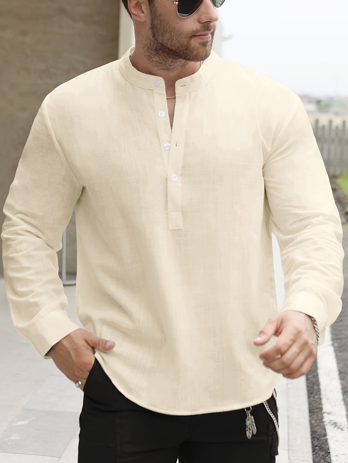 BOAT NECK COTTON SHIRT FÜR MÄNNER