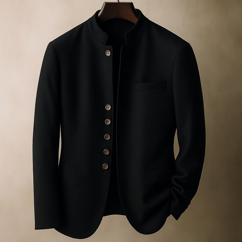 WOLLEJACKE MIT GERADEM KRAGEN