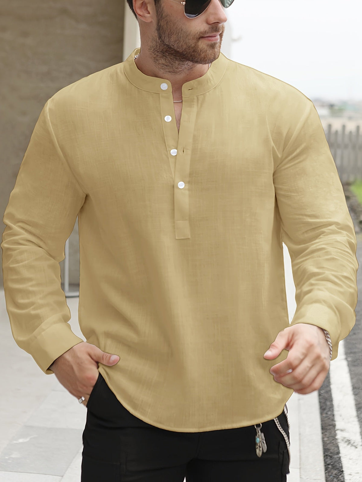 BOAT NECK COTTON SHIRT FÜR MÄNNER