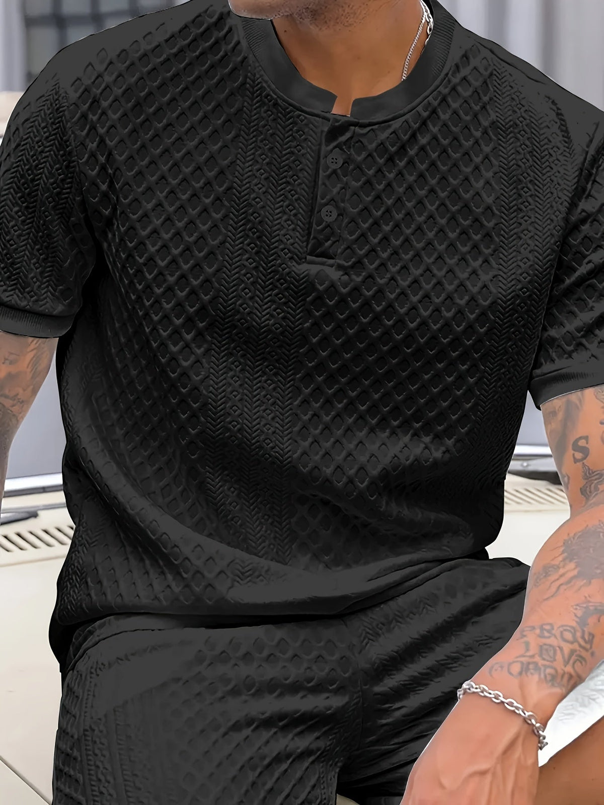 JACQUARD HENLEY POLOSHIRT FÜR HERREN