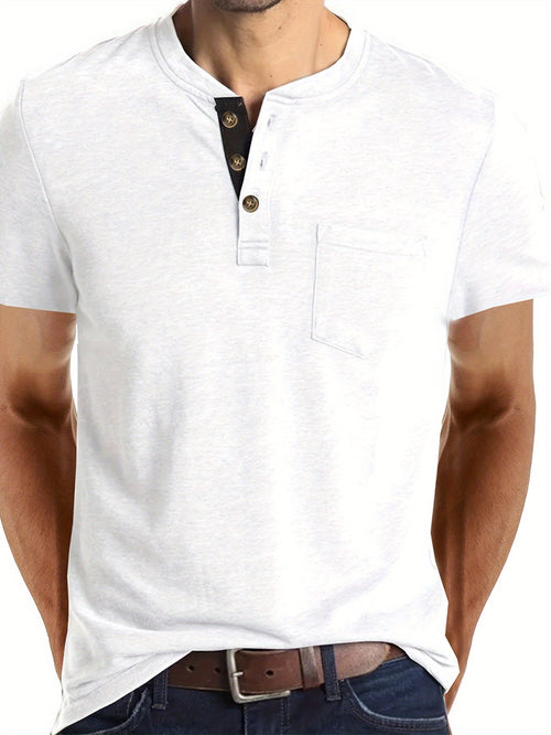 BAUMWOLL-MISCHUNG HENLEY-TOP FÜR HERREN