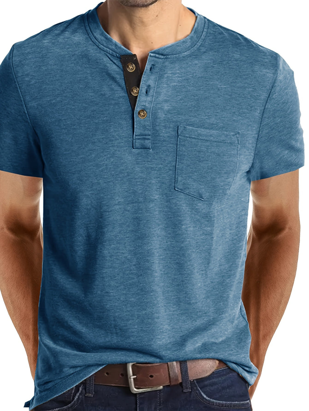 BAUMWOLL-MISCHUNG HENLEY-TOP FÜR HERREN