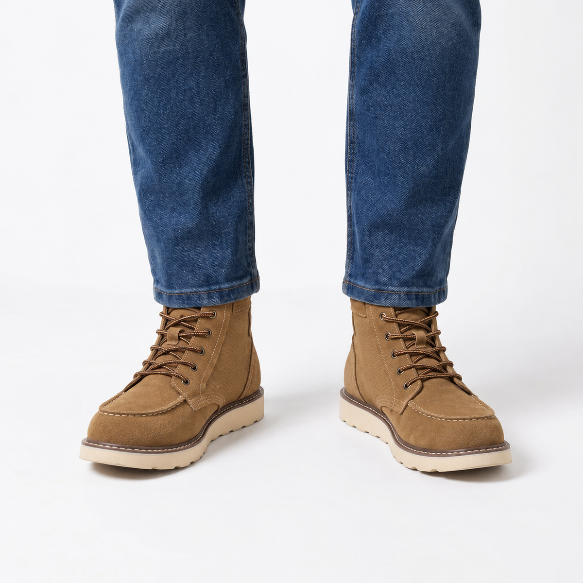 Men's Suede Effect Moc Toe Casual Boots