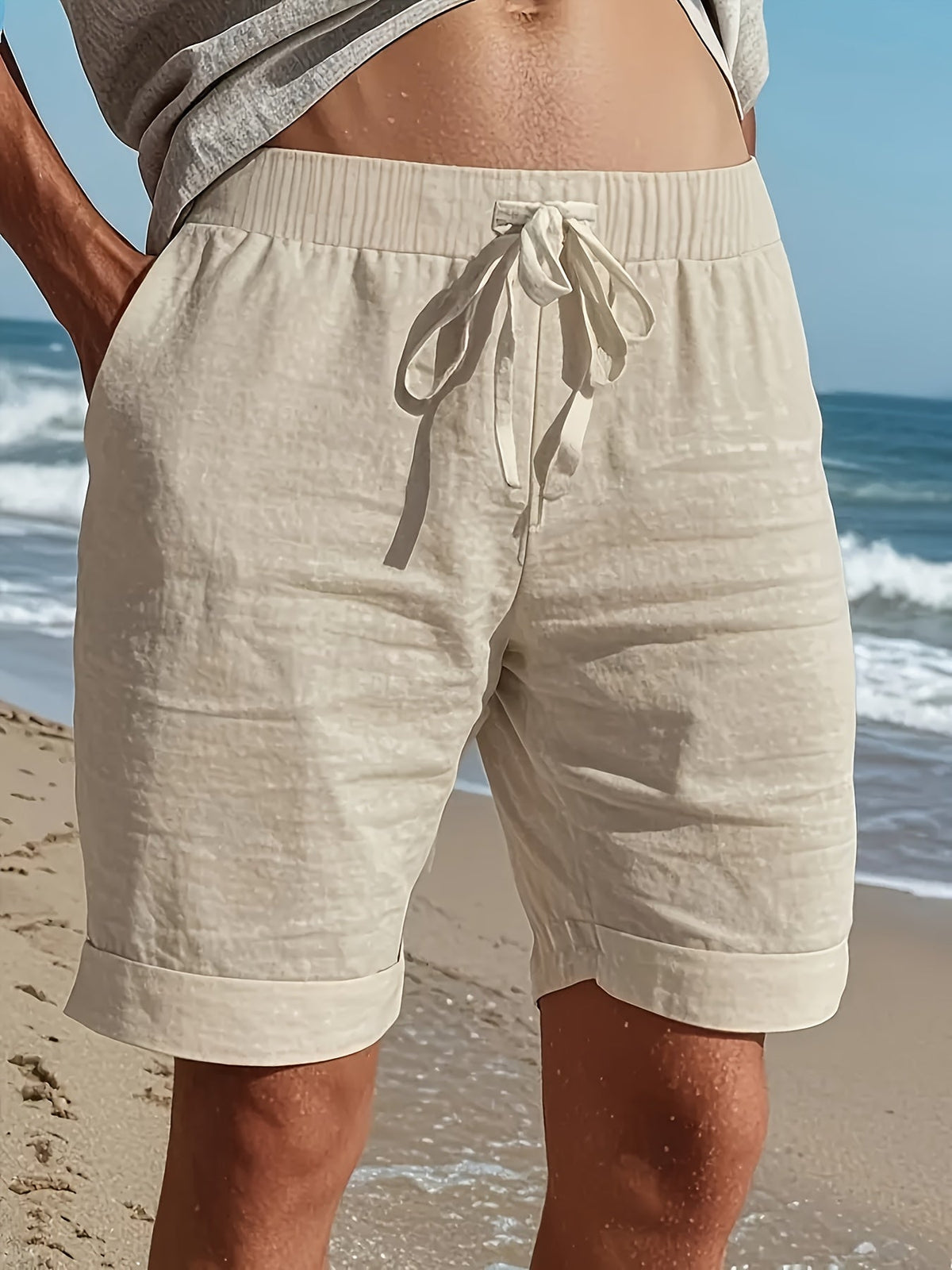 LEINEN STRANDSHORTS FÜR HERREN