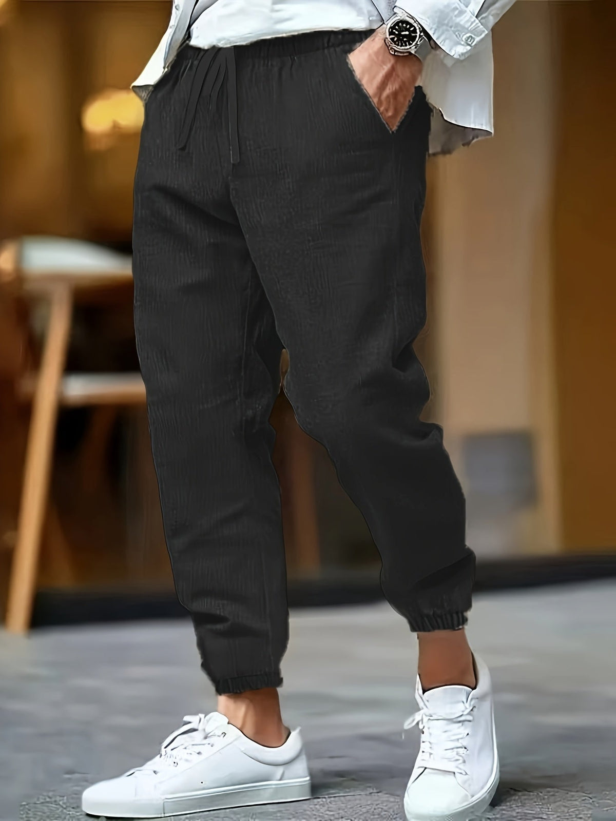 ZUGBAND LEINENHOSE FÜR MÄNNER