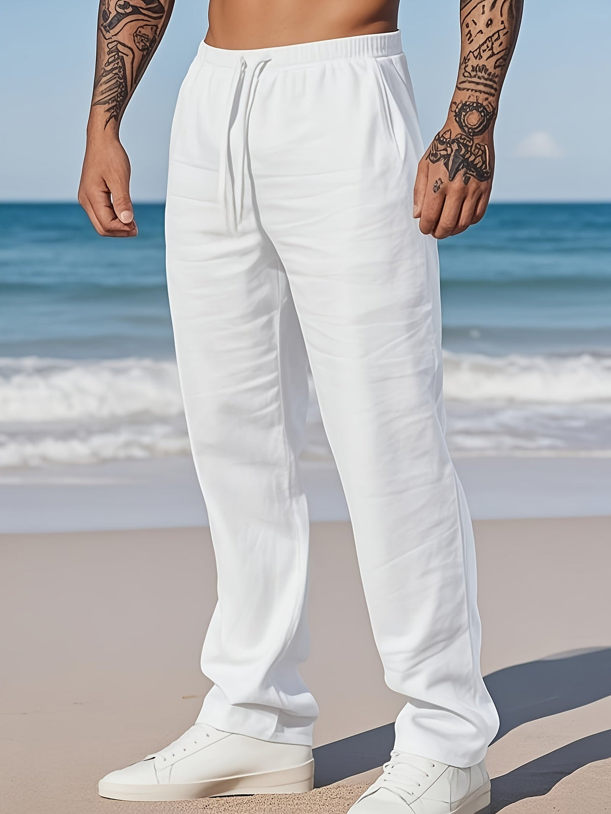 GERADE LINENHOSE FÜR HERREN