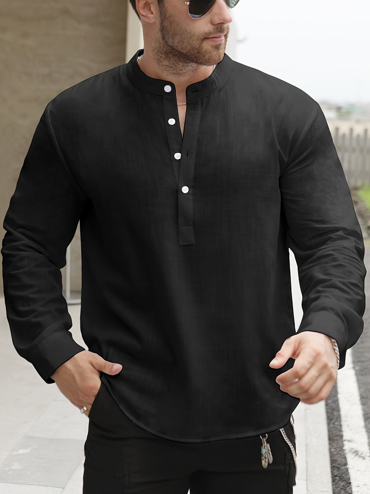 BOAT NECK COTTON SHIRT FÜR MÄNNER