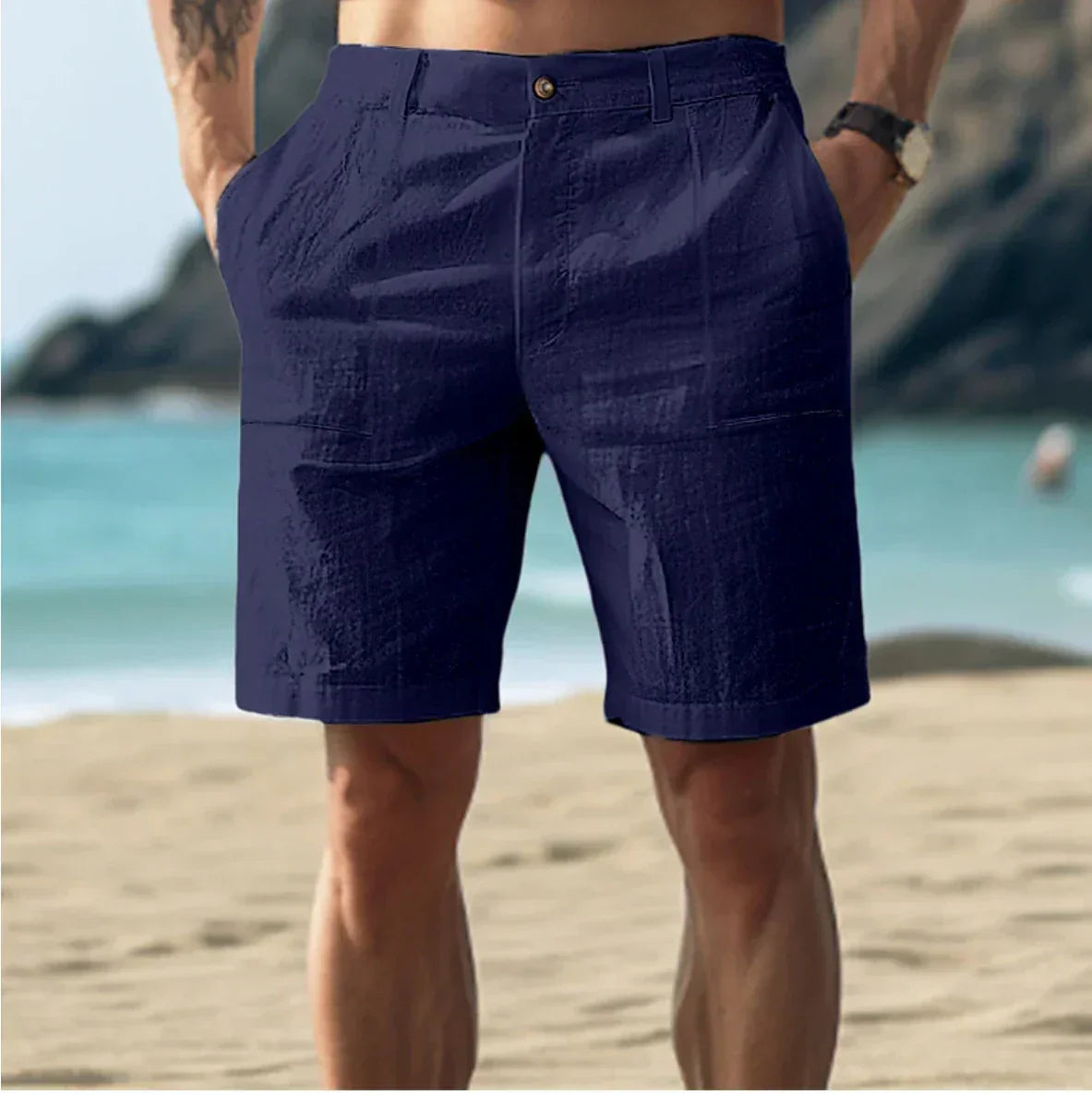 RIPPED LEINENSHORTS FÜR MÄNNER