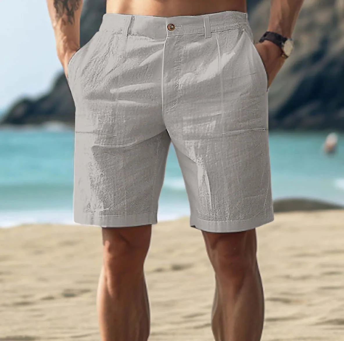 RIPPED LEINENSHORTS FÜR MÄNNER