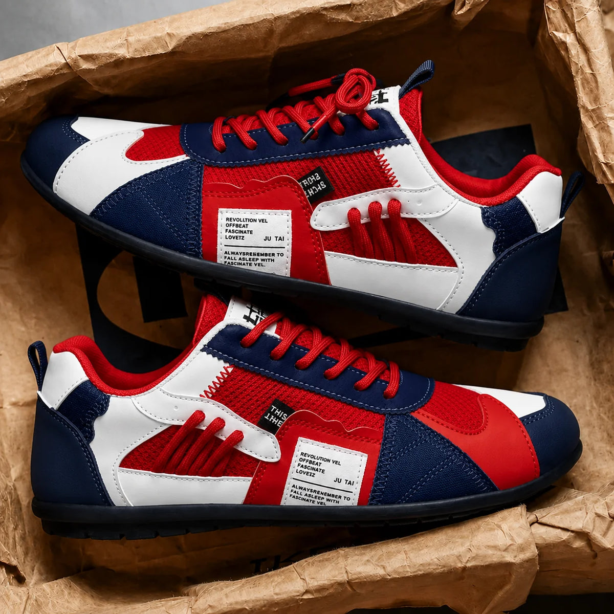 Herren Retro-Sneakers mit mehrfarbigem Low-Top-Schnürdesign