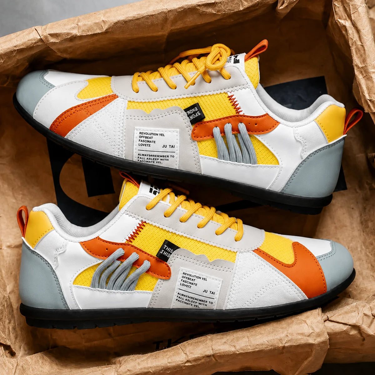 Herren Retro-Sneakers mit mehrfarbigem Low-Top-Schnürdesign
