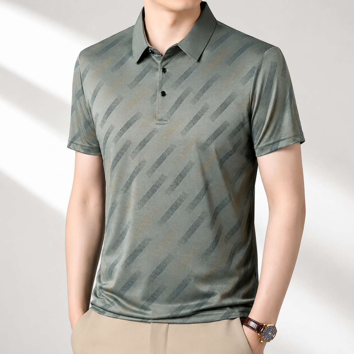 GEOMETRISCHES DRUCK-POLOSHIRT FÜR HERREN