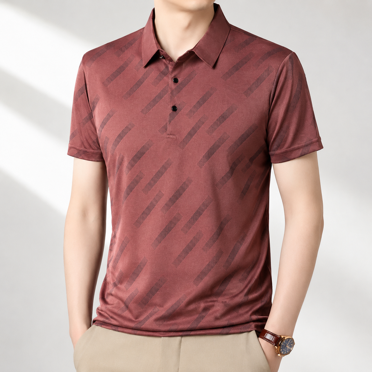 GEOMETRISCHES DRUCK-POLOSHIRT FÜR HERREN