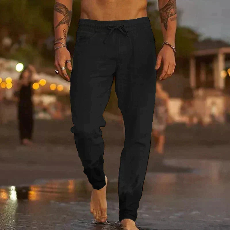 ENTSCHLACKTE LEINENHOSE FÜR MÄNNER