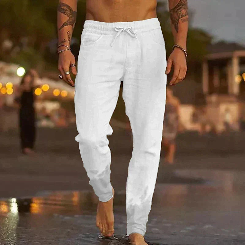 ENTSCHLACKTE LEINENHOSE FÜR MÄNNER