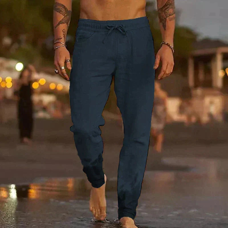 ENTSCHLACKTE LEINENHOSE FÜR MÄNNER