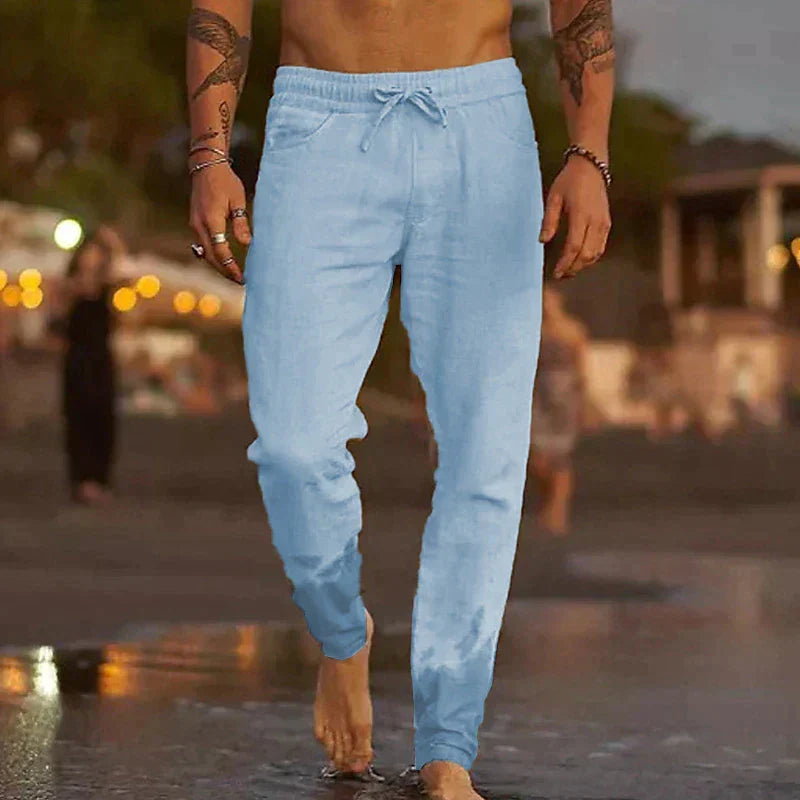ENTSCHLACKTE LEINENHOSE FÜR MÄNNER