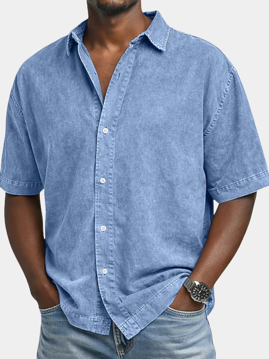 ACID WASH BAUMWOLLHEMD FÜR HERREN