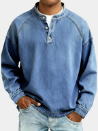 DENIM-LOOK HENLEY-SHIRT FÜR MÄNNER
