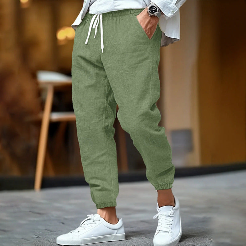 ZUGBAND LEINENHOSE FÜR MÄNNER