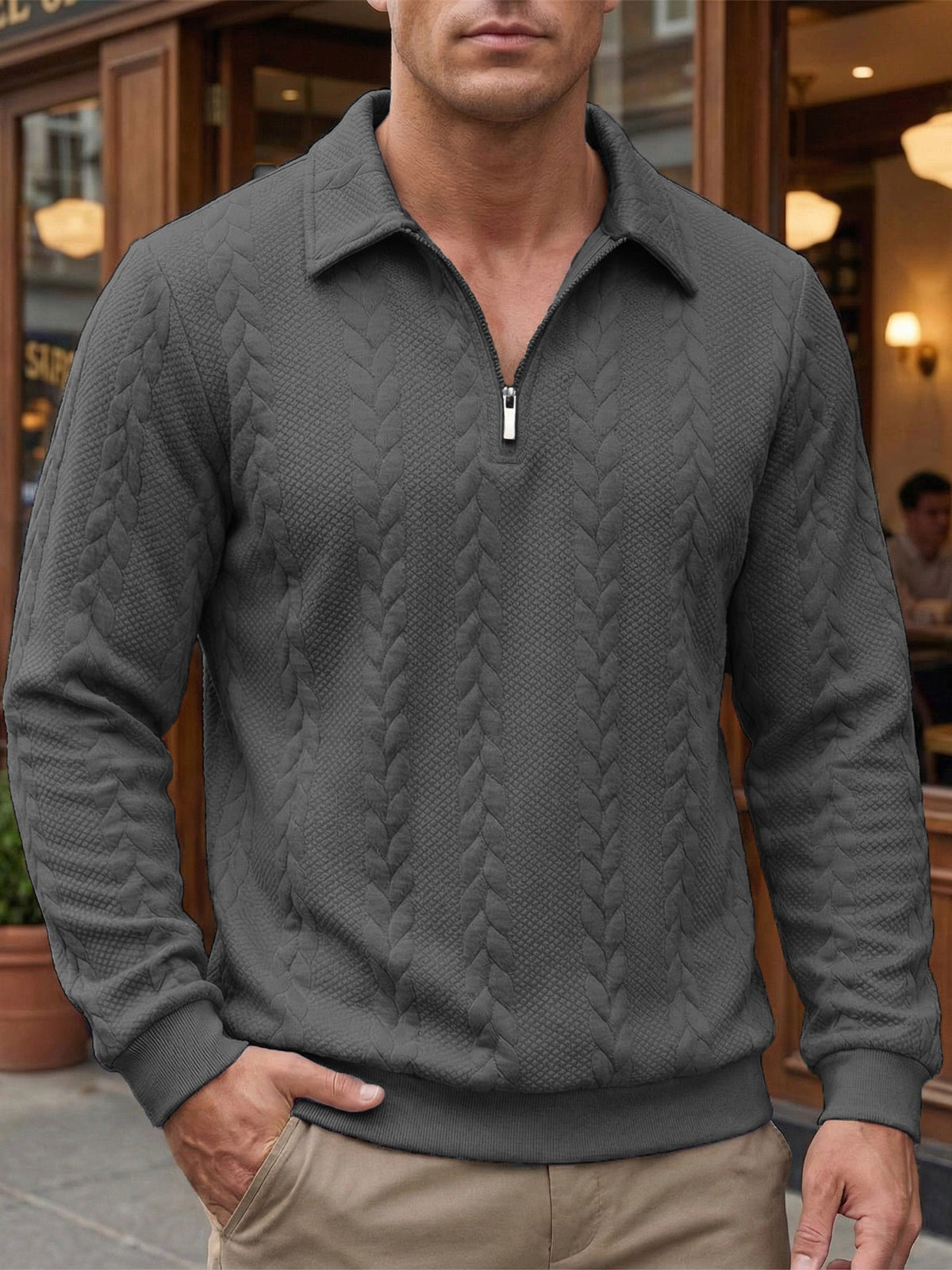 ELEGANTES HALBZIP-POLOSHIRT FÜR HERREN