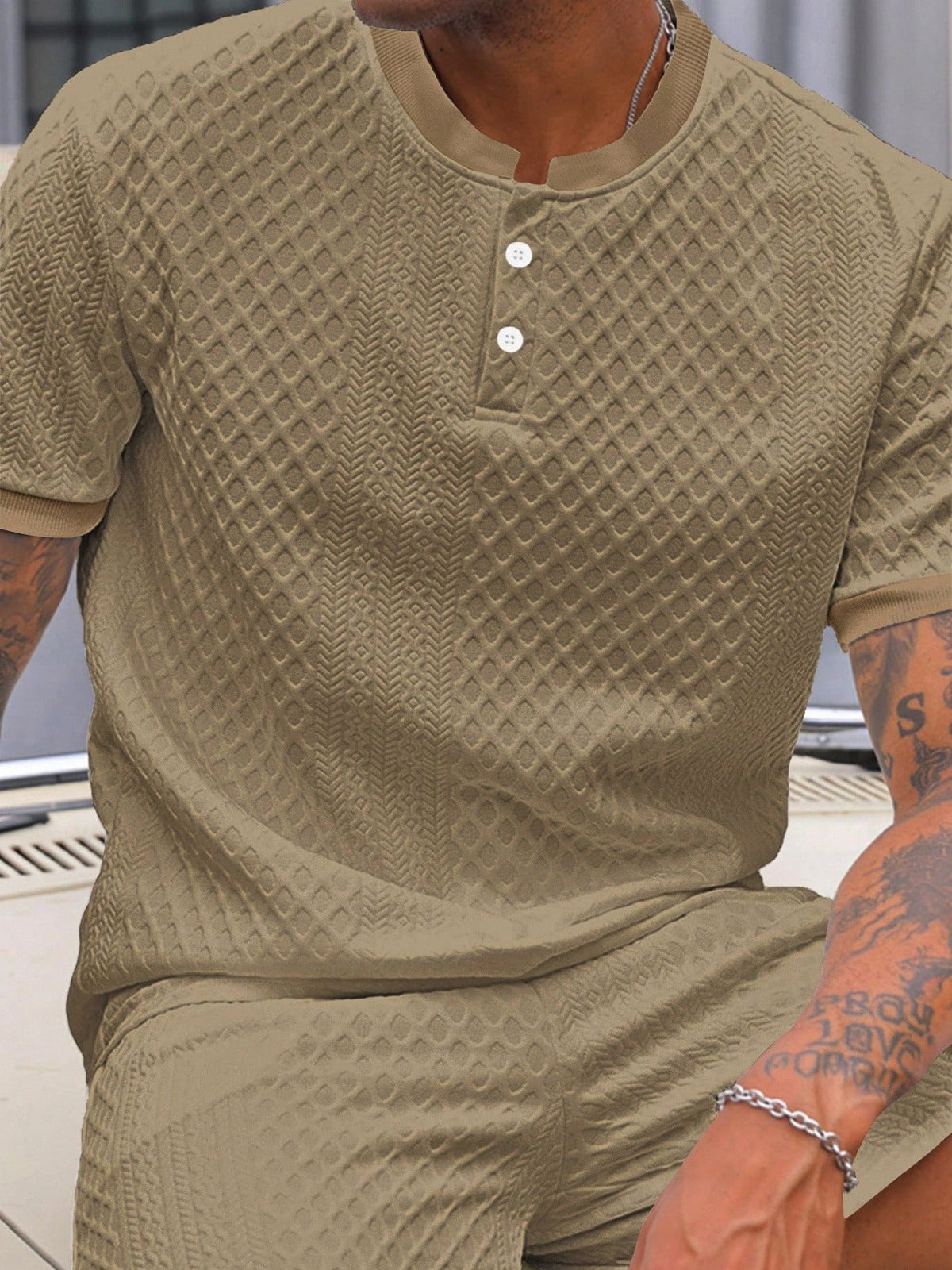 JACQUARD HENLEY POLOSHIRT FÜR HERREN