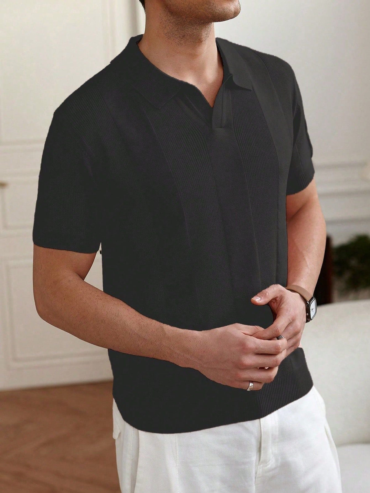 VERTIKALES STRICK-POLOSHIRT FÜR HERREN