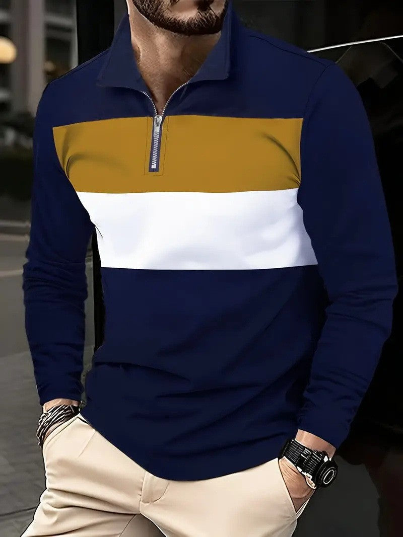 FARBBLOCK ZIP-HEMD FÜR HERREN