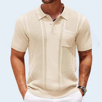 SCHLICHTES TEXTURIERTES POLOSHIRT FÜR MÄNNER