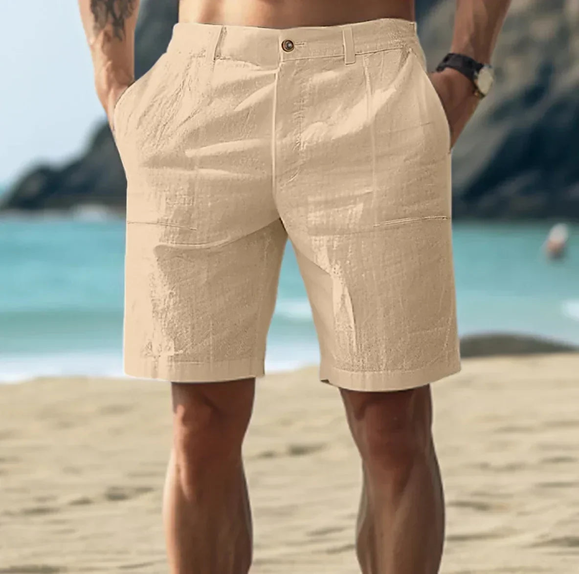 RIPPED LEINENSHORTS FÜR MÄNNER