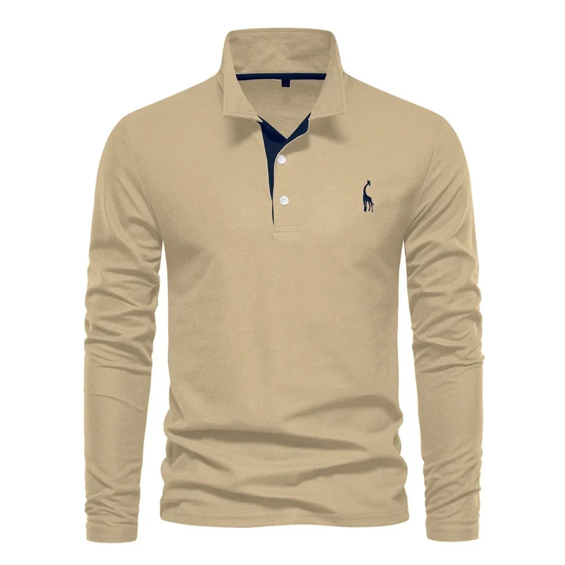 Herren-Langarm-Poloshirt mit klassischem Kragen und Stickdetail