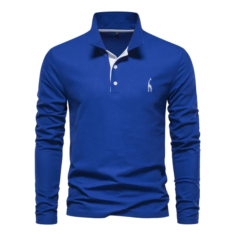 Herren-Langarm-Poloshirt mit klassischem Kragen und Stickdetail