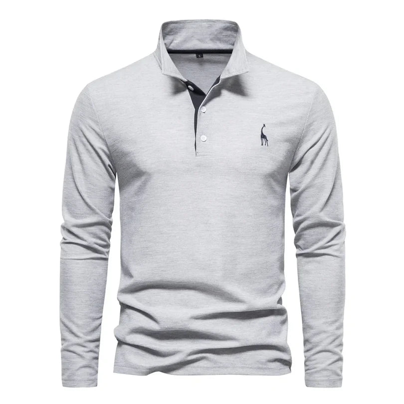Herren-Langarm-Poloshirt mit klassischem Kragen und Stickdetail