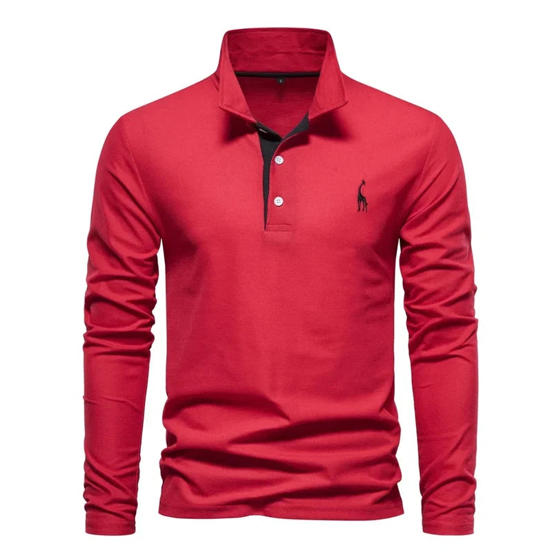 Herren-Langarm-Poloshirt mit klassischem Kragen und Stickdetail
