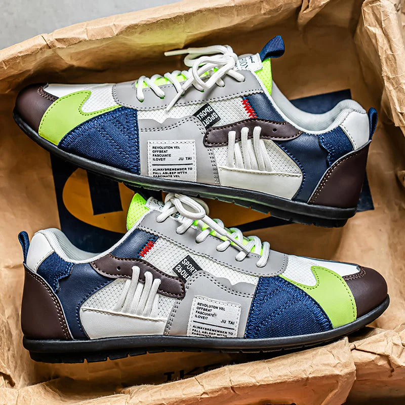 Herren Retro-Sneakers mit mehrfarbigem Low-Top-Schnürdesign