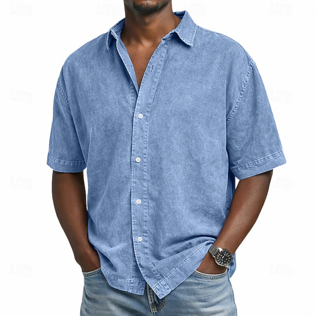 ACID WASH BAUMWOLLHEMD FÜR HERREN