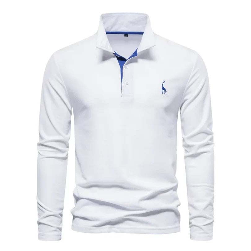 Herren-Langarm-Poloshirt mit klassischem Kragen und Stickdetail
