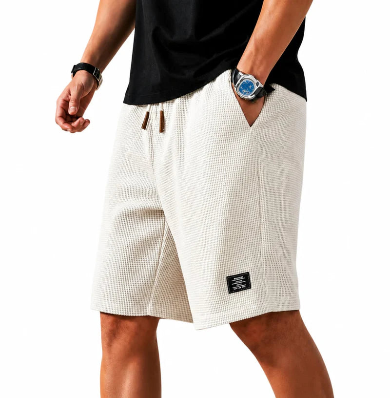 Herren-Bermudashorts aus strukturiertem Waffelstoff mit Kordelzug