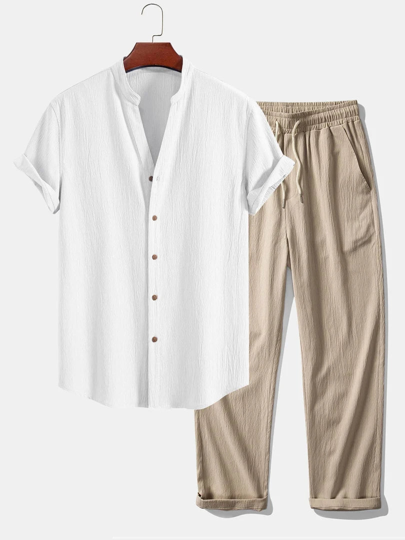 Herren-Sommerset mit Kurzarmhemd und weiter Hose