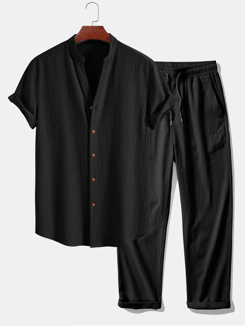 Herren-Sommerset mit Kurzarmhemd und weiter Hose
