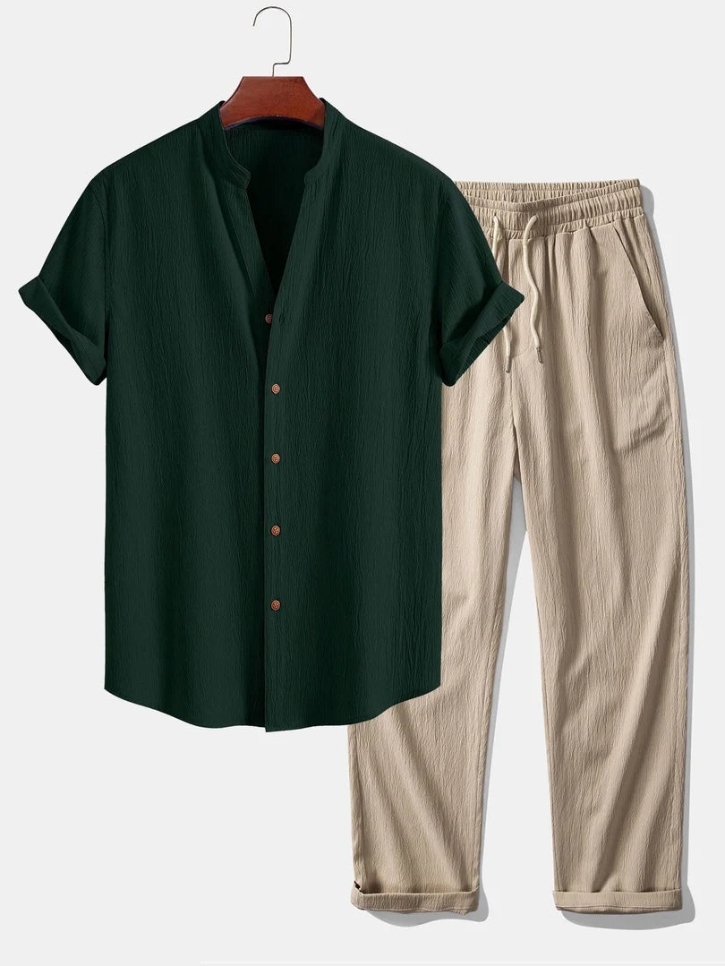 Herren-Sommerset mit Kurzarmhemd und weiter Hose