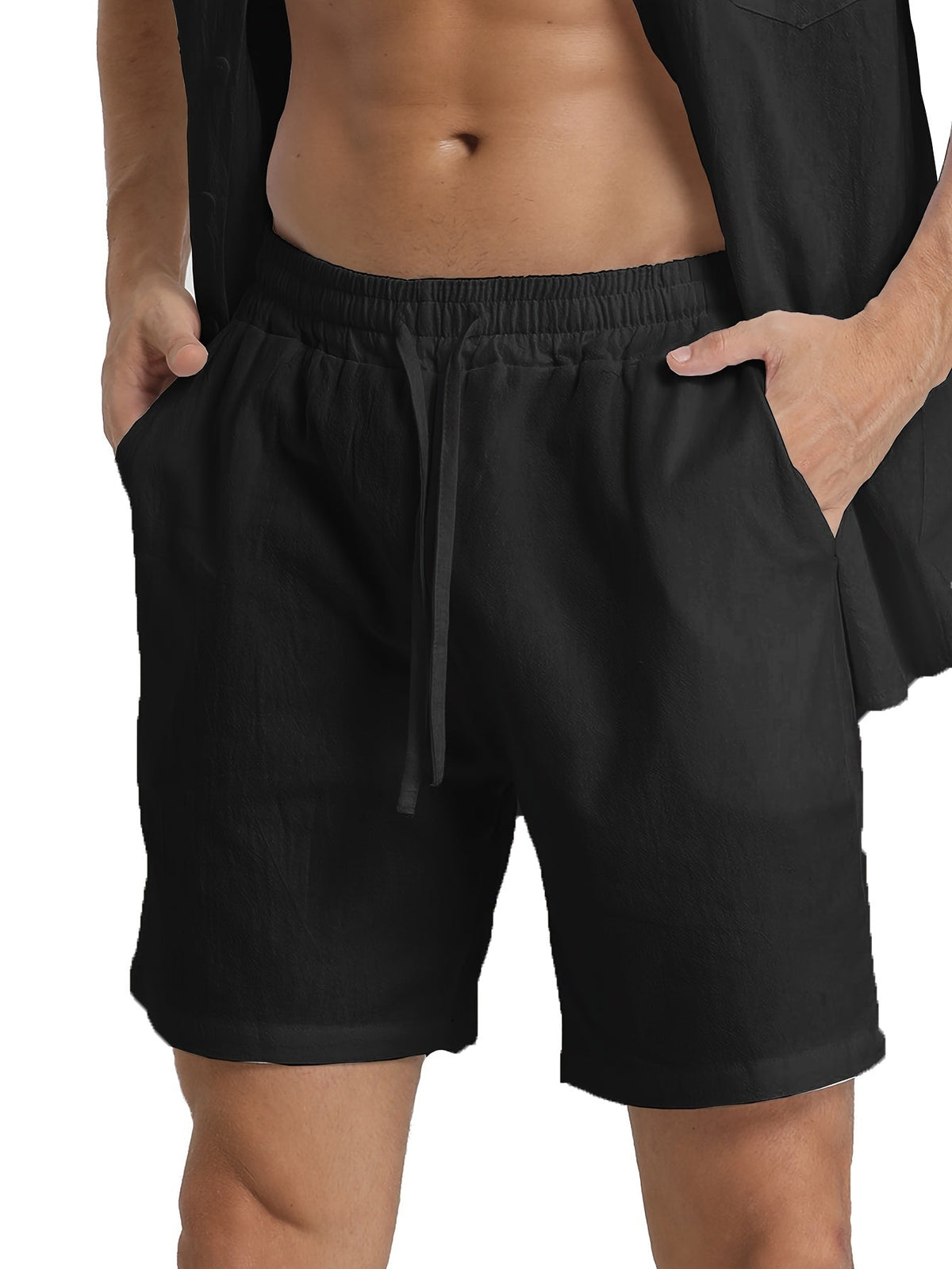 LEINEN ZUGBAND LOCKERE SHORTS FÜR MÄNNER