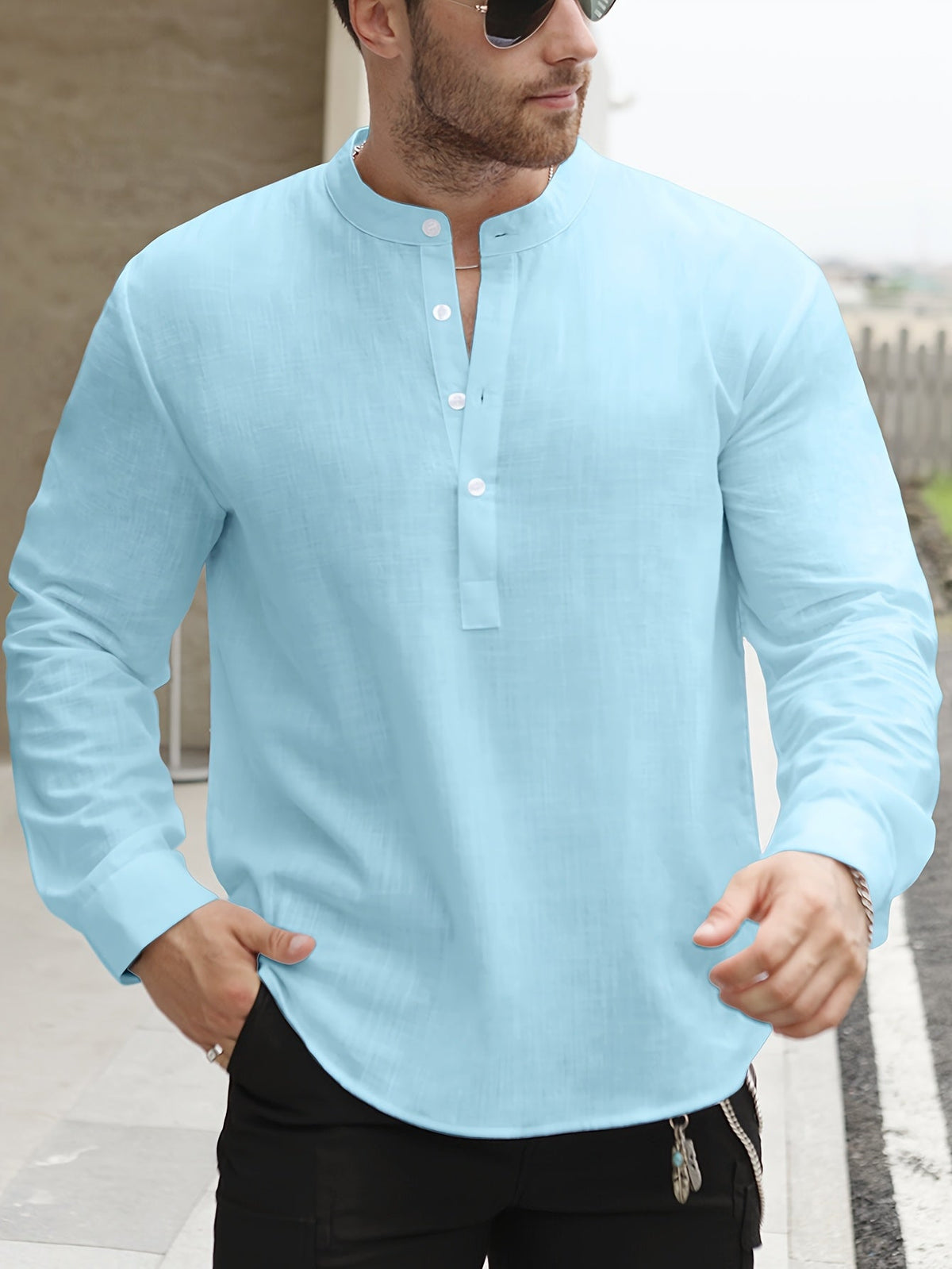 BOAT NECK COTTON SHIRT FÜR MÄNNER