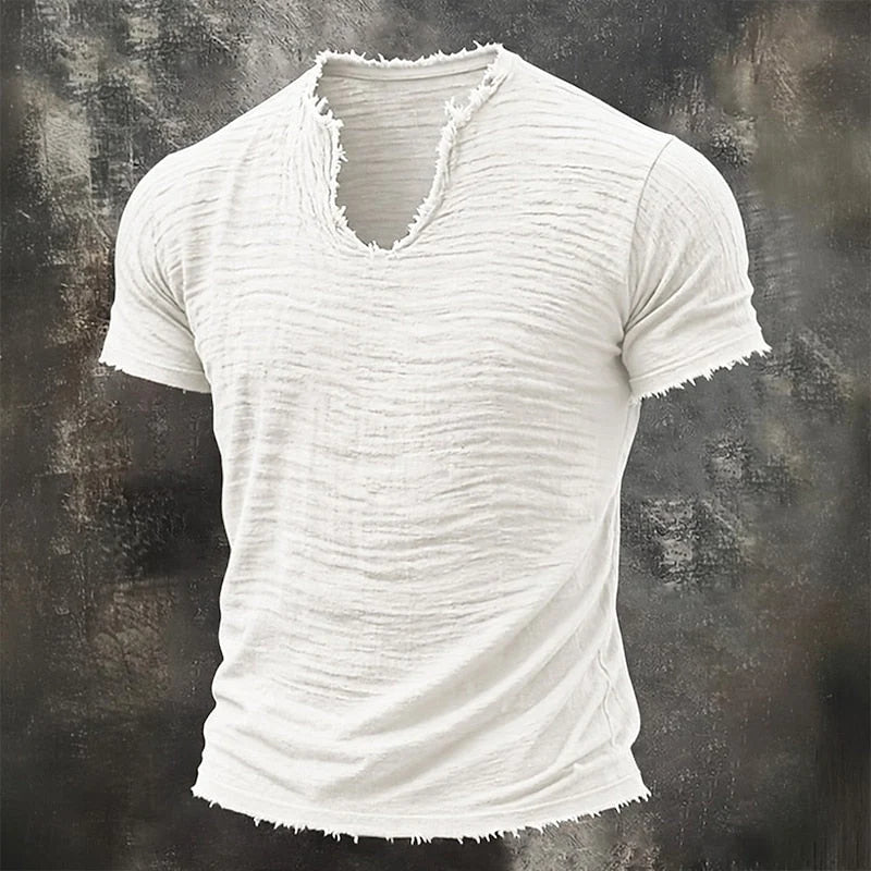 Herren-V-Neck-T-Shirt im Vintage-Look mit lockerer Passform