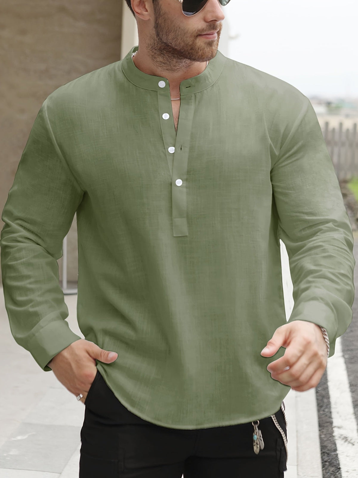 BOAT NECK COTTON SHIRT FÜR MÄNNER