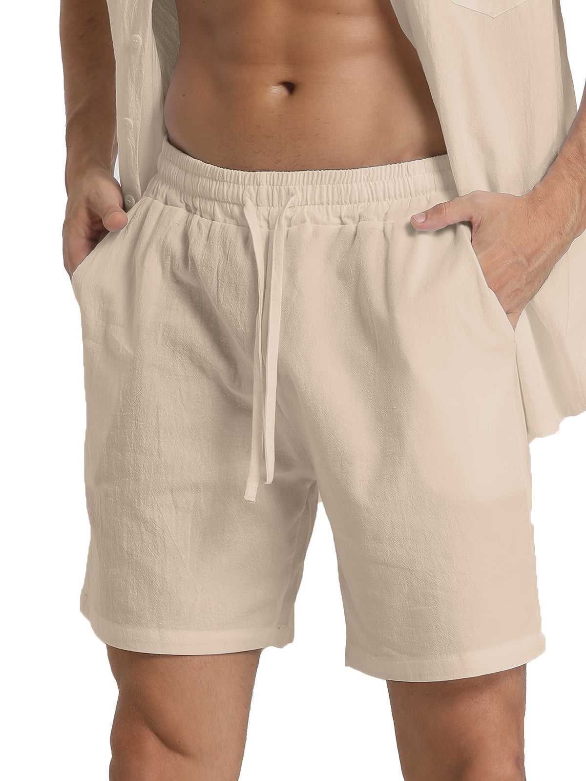 LEINEN ZUGBAND LOCKERE SHORTS FÜR MÄNNER