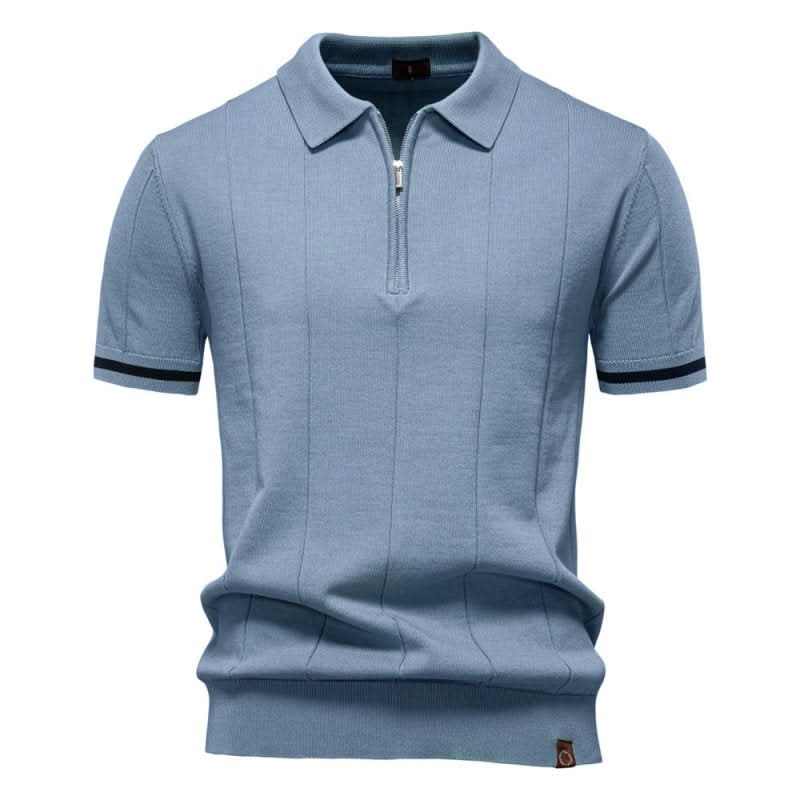 TEXTURIERTER ZIP-POLOSHIRT FÜR HERREN