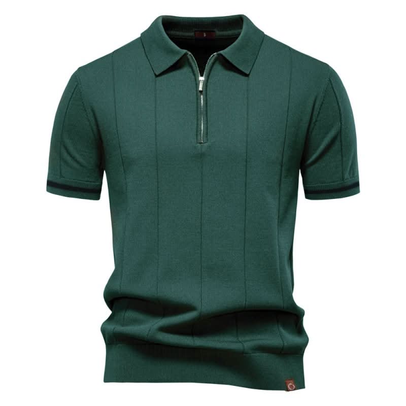 TEXTURIERTER ZIP-POLOSHIRT FÜR HERREN